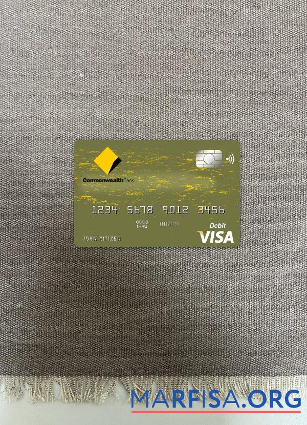 Realistic Australia Commonwealth bank visa card photolook front download for verification